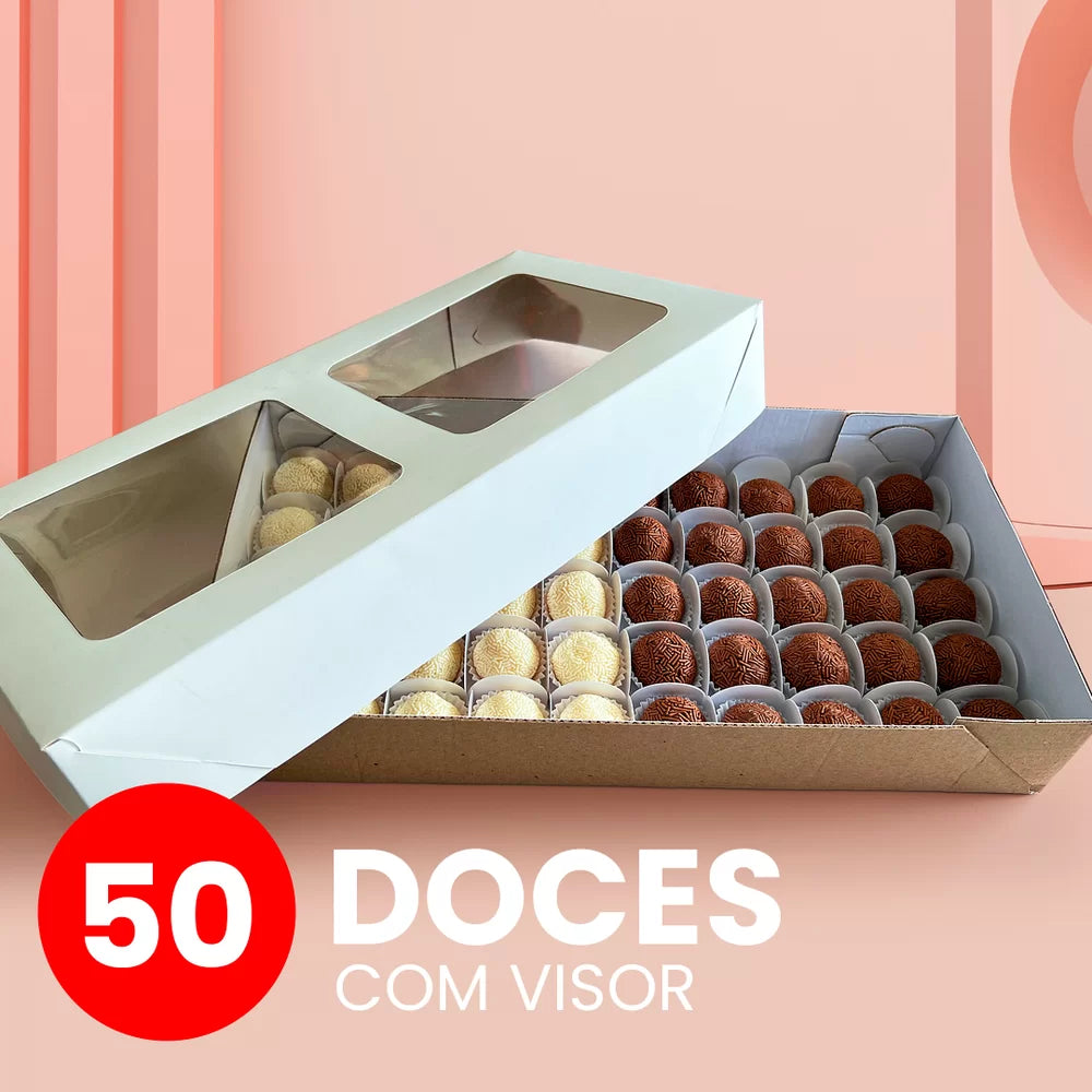 Caixa para 50 doces com Visor Branca (10 unidades)