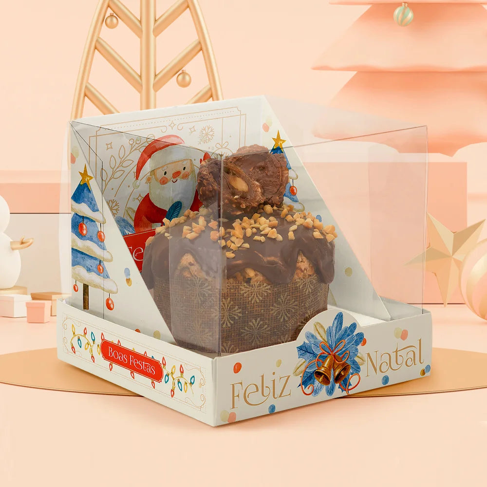 Caixa para Panetone 400/500g com Tampa de Acetato União (10 unidades)