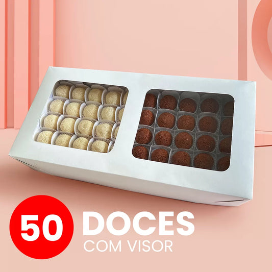 Caixa para 50 doces com Visor Branca (10 unidades)